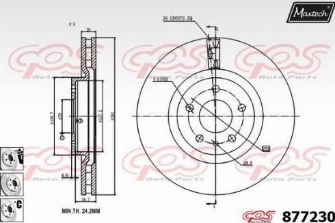 Maxtech 877230.6880 - Гальмівний диск autocars.com.ua