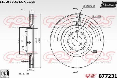 Maxtech 877231.0080 - Гальмівний диск autocars.com.ua