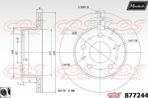 Maxtech 877244.0060 - Гальмівний диск autocars.com.ua