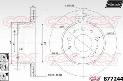 Maxtech 877244.6880 - Гальмівний диск autocars.com.ua