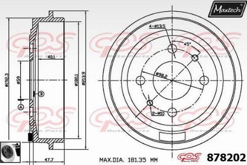 Maxtech 878202.0060 - Гальмівний барабан autocars.com.ua