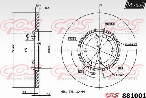 Maxtech 881001.0000 - Гальмівний диск autocars.com.ua