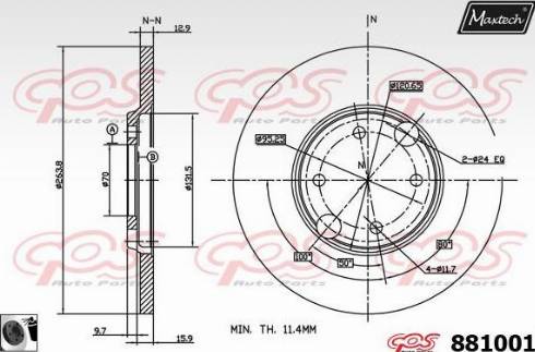 Maxtech 881001.0060 - Гальмівний диск autocars.com.ua