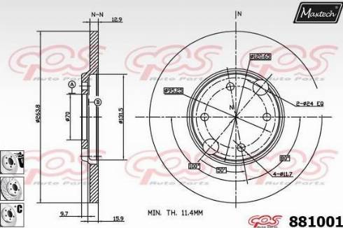 Maxtech 881001.6880 - Гальмівний диск autocars.com.ua