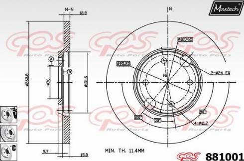 Maxtech 881001.6980 - Гальмівний диск autocars.com.ua