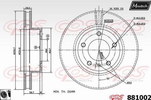 Maxtech 881002.0060 - Гальмівний диск autocars.com.ua