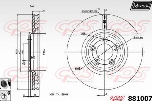 Maxtech 881007.6060 - Гальмівний диск autocars.com.ua