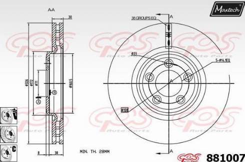 Maxtech 881007.6880 - Гальмівний диск autocars.com.ua