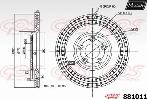 Maxtech 881011.0000 - Гальмівний диск autocars.com.ua