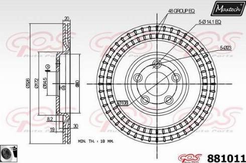 Maxtech 881011.0060 - Гальмівний диск autocars.com.ua