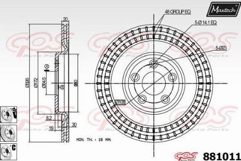 Maxtech 881011.6880 - Гальмівний диск autocars.com.ua