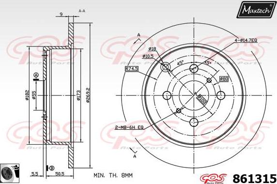 Maxtech 881201 - Гальмівний диск autocars.com.ua