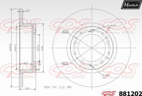 Maxtech 881202.0000 - Гальмівний диск autocars.com.ua