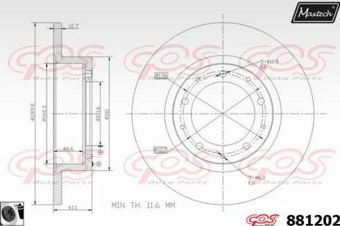 Maxtech 881202.0060 - Гальмівний диск autocars.com.ua