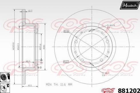 Maxtech 881202.6060 - Гальмівний диск autocars.com.ua