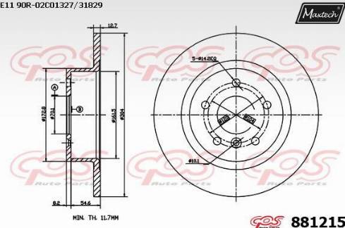 Maxtech 881215.0000 - Гальмівний диск autocars.com.ua