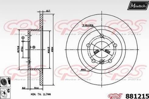 Maxtech 881215.6060 - Гальмівний диск autocars.com.ua