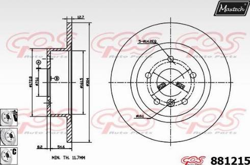 Maxtech 881215.6980 - Гальмівний диск autocars.com.ua