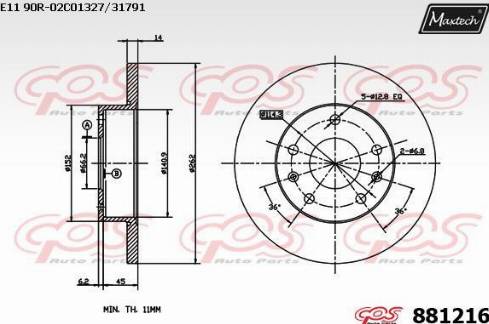 Maxtech 881216.0000 - Гальмівний диск autocars.com.ua