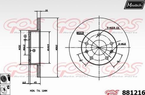 Maxtech 881216.6060 - Гальмівний диск autocars.com.ua