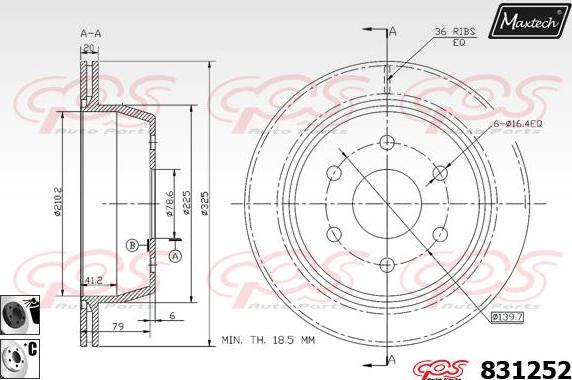 Maxtech 881216 - Гальмівний диск autocars.com.ua