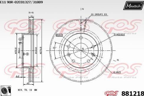 Maxtech 881218.0060 - Гальмівний диск autocars.com.ua