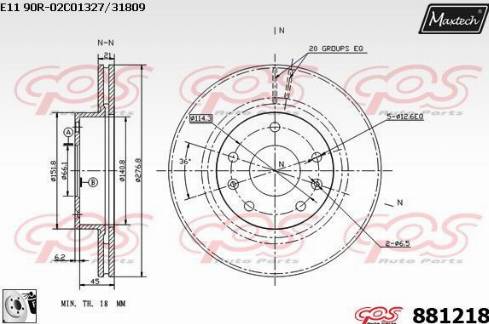 Maxtech 881218.0080 - Гальмівний диск autocars.com.ua