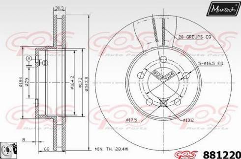 Maxtech 881220.0080 - Гальмівний диск autocars.com.ua