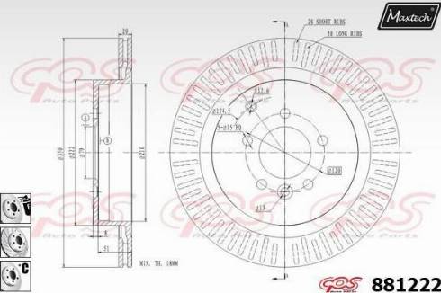 Maxtech 881222.6880 - Гальмівний диск autocars.com.ua