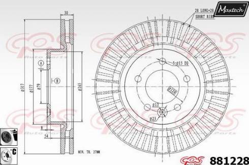 Maxtech 881228.6060 - Гальмівний диск autocars.com.ua