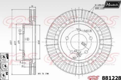 Maxtech 881228.6880 - Гальмівний диск autocars.com.ua