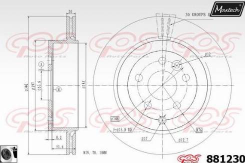 Maxtech 881230.0060 - Гальмівний диск autocars.com.ua