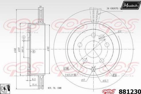 Maxtech 881230.0080 - Гальмівний диск autocars.com.ua