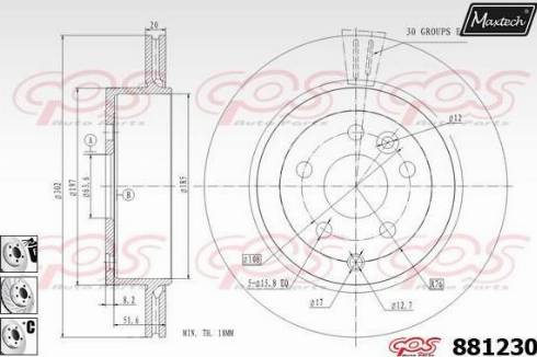 Maxtech 881230.6880 - Гальмівний диск autocars.com.ua