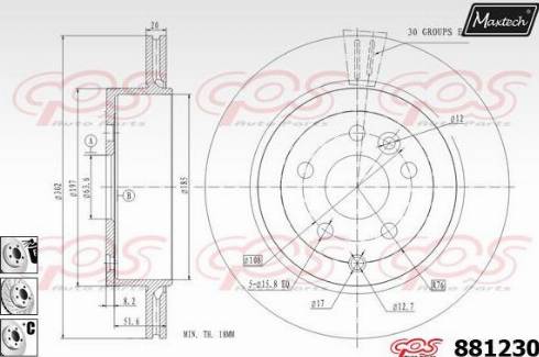 Maxtech 881230.6980 - Гальмівний диск autocars.com.ua