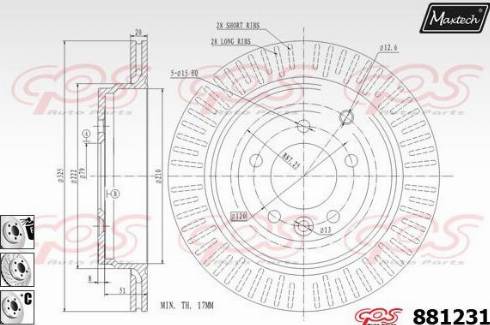 Maxtech 881231.6880 - Гальмівний диск autocars.com.ua