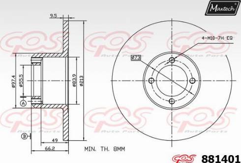 Maxtech 881401.0000 - Гальмівний диск autocars.com.ua