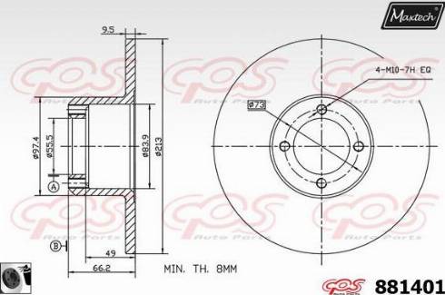 Maxtech 881401.0060 - Гальмівний диск autocars.com.ua