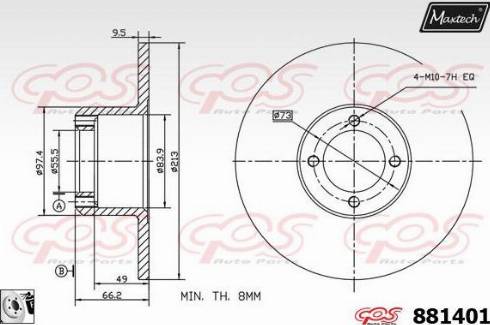 Maxtech 881401.0080 - Гальмівний диск autocars.com.ua