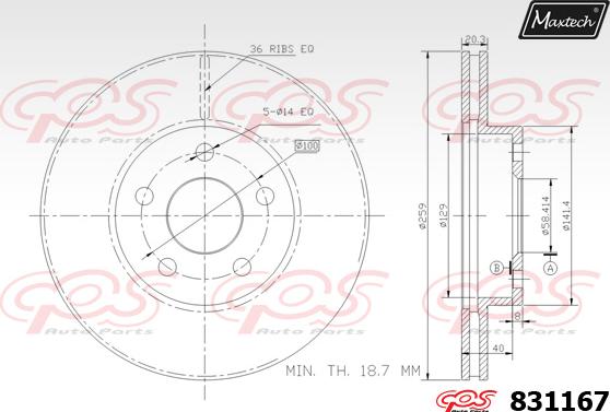 Maxtech 881401 - Гальмівний диск autocars.com.ua