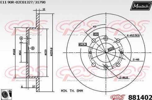 Maxtech 881402.0060 - Гальмівний диск autocars.com.ua