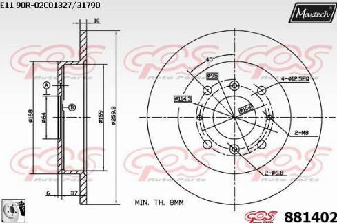 Maxtech 881402.0080 - Гальмівний диск autocars.com.ua