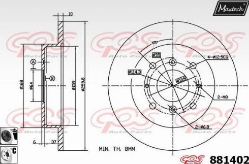 Maxtech 881402.6060 - Гальмівний диск autocars.com.ua