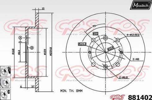 Maxtech 881402.6880 - Гальмівний диск autocars.com.ua