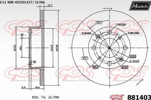 Maxtech 881403.0000 - Гальмівний диск autocars.com.ua