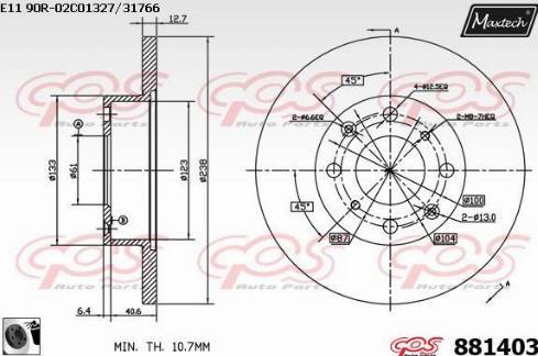 Maxtech 881403.0060 - Гальмівний диск autocars.com.ua