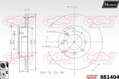 Maxtech 881404.6060 - Гальмівний диск autocars.com.ua