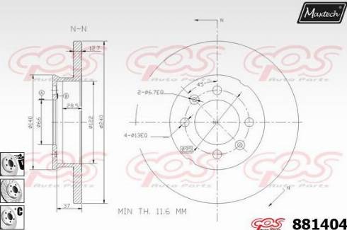 Maxtech 881404.6880 - Гальмівний диск autocars.com.ua