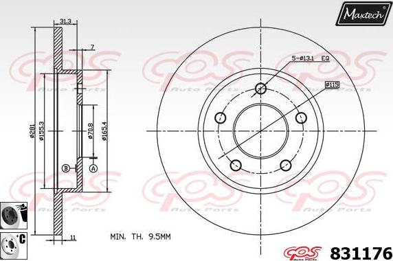 Maxtech 881404 - Гальмівний диск autocars.com.ua