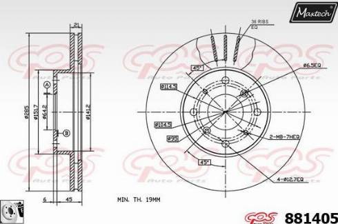 Maxtech 881405.0080 - Гальмівний диск autocars.com.ua